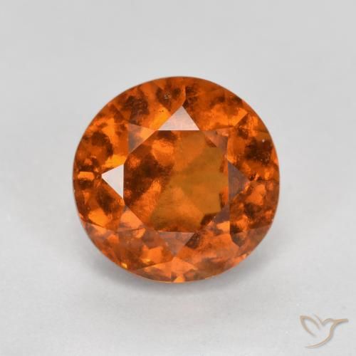 1.52ct Natural âmbar laranja granada hessonita, Redondo, VS