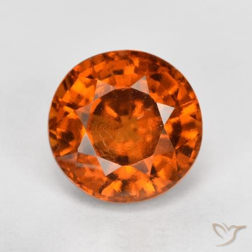 1.72ct Natural laranja avermelhado granada hessonita, Redondo, VVS-VS