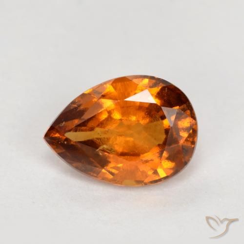 0.82ct Natural Laranja Profundo granada hessonita, Formato de pêra, VS-SI