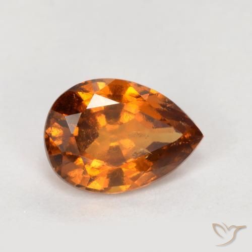 granada hessonita Laranja Profundo Natural 0.82ct, Formato de pêra, VS-SI
