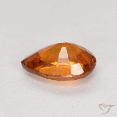 granada hessonita Laranja Profundo Natural 0.79ct, Formato de pêra, SI