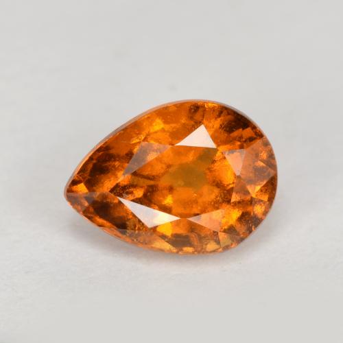 Granada hessonita laranja natural 0,90ct, formato de pêra, VS-SI