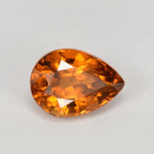Granada hessonita laranja natural 0,90ct, formato de pêra, VS-SI