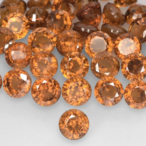 Granada hessonita laranja natural 0,96ct, corte redondo, VS-SI