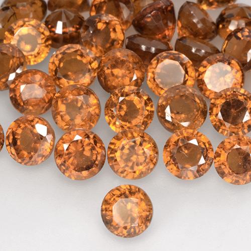 Granada hessonita laranja natural 0,96ct, corte redondo, VS-SI