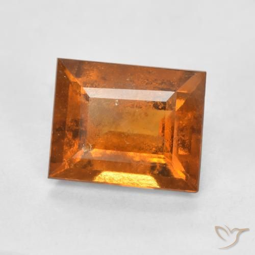 granada hessonita Laranja Profundo Natural 1.58ct, baguete, SI