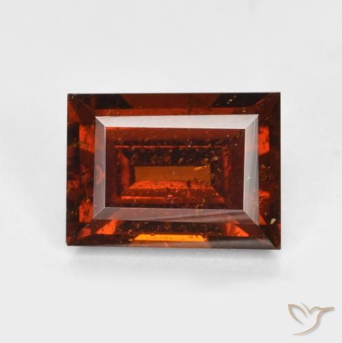 Granada hessonita vermelho natural 2,26ct, baguete, VS-SI