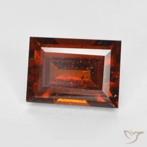 Granada hessonita vermelho natural 2,26ct, baguete, VS-SI