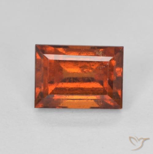 2.13ct Natural Medium Dark-Orange granada hessonita, baguete, VS-SI