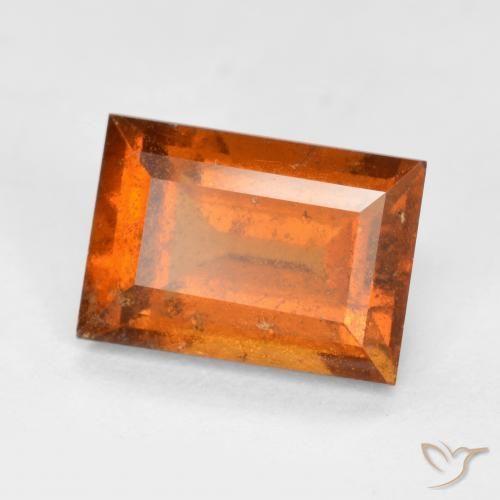 granada hessonita Laranja Profundo Natural 1.89ct, baguete, VS-SI