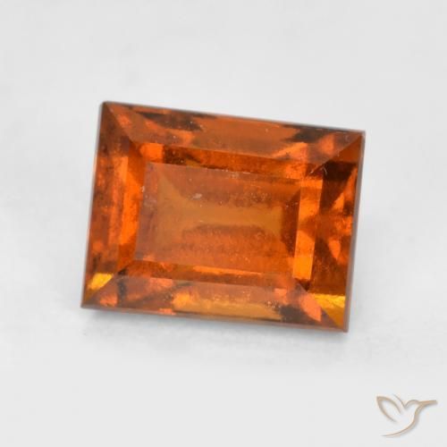 granada hessonita Laranja Profundo Natural 1.29ct, baguete, VS
