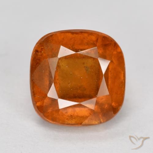 2.42ct Natural âmbar laranja granada hessonita, Almofada, SI