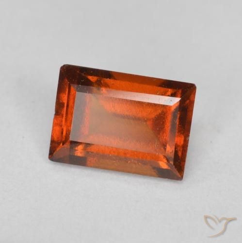 granada hessonita Laranja Profundo Natural 0.93ct, baguete, VS