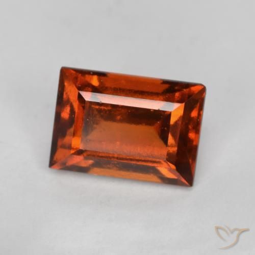 granada hessonita Laranja Profundo Natural 1.07ct, baguete, VS