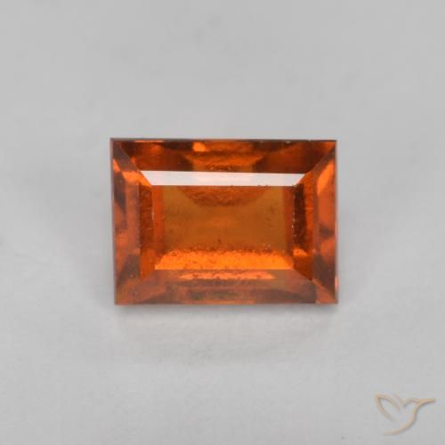 granada hessonita laranja avermelhado Natural 0.93ct, baguete, VS