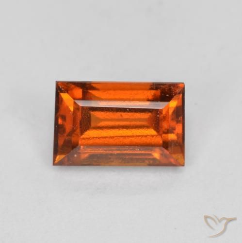0.87ct Natural Laranja Profundo granada hessonita, baguete, VS