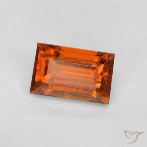 granada hessonita Laranja Profundo Natural 0.87ct, baguete, VS
