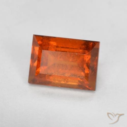 1.07ct Natural fogo laranja granada hessonita, baguete, VS-SI