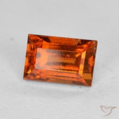granada hessonita laranja avermelhado Natural 1.02ct, baguete, VS