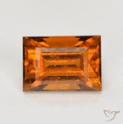 1.36ct Natural Laranja médio-escuro granada hessonita, baguete, VS