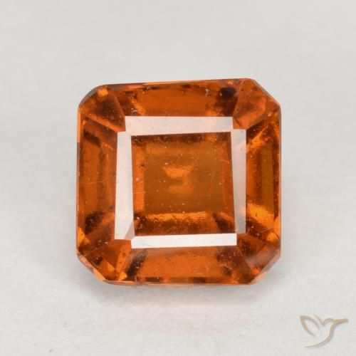 1.69ct Natural Laranja médio-escuro granada hessonita, Corte Esmeralda, VS-SI