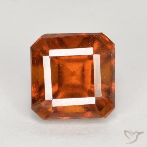 1.51ct Natural Laranja médio-escuro granada hessonita, Corte Esmeralda, VS
