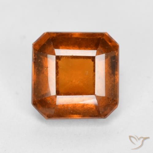 1.40ct Natural Laranja médio-escuro granada hessonita, Corte Esmeralda, VS-SI
