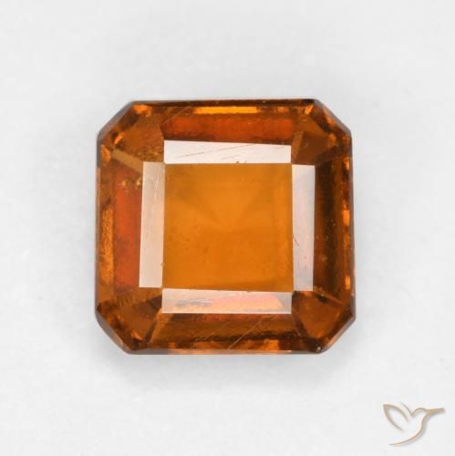 1.25ct Natural Laranja médio-escuro granada hessonita, Corte Esmeralda, VS