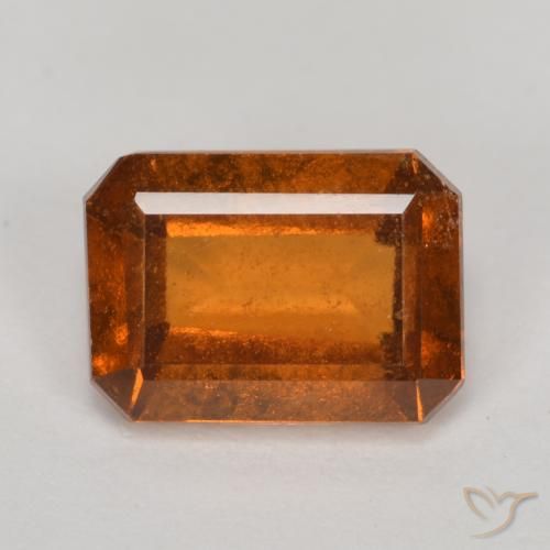 1.50ct Natural Laranja médio-escuro granada hessonita, Corte Esmeralda, VS-SI