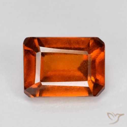 1.57ct Natural fogo laranja granada hessonita, Corte Esmeralda, VS-SI