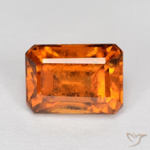 1.48ct Natural Laranja médio-escuro granada hessonita, Corte Esmeralda, SI