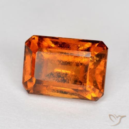 granada hessonita Laranja médio-escuro Natural 1.48ct, Corte Octógono / Esmeralda, SI