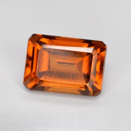Granada hessonita laranja natural 1,32ct, corte esmeralda, VVS-VS