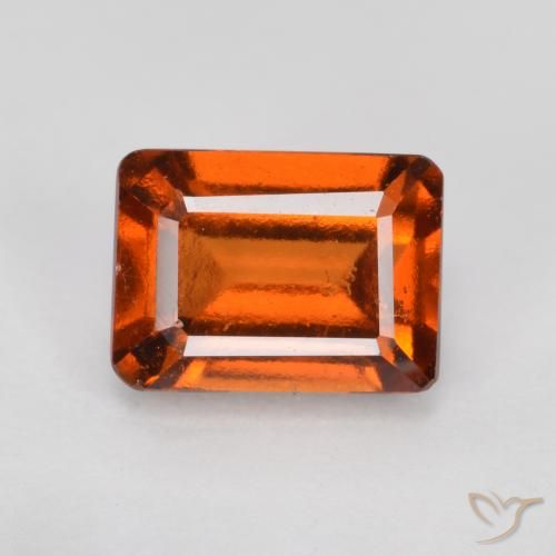 1.47ct Natural laranja avermelhado granada hessonita, Corte Esmeralda, VS