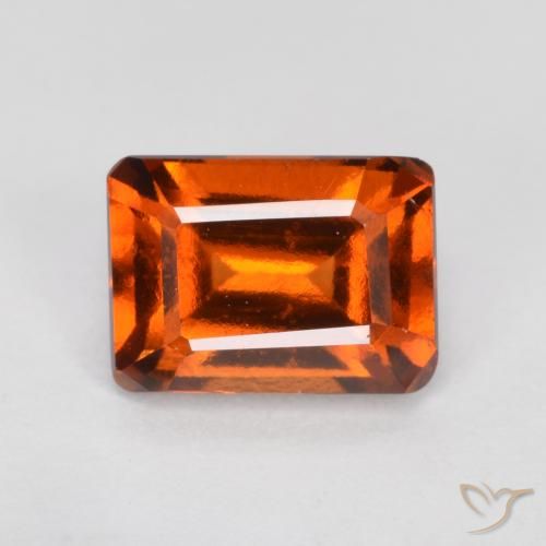 1.38ct Natural âmbar laranja granada hessonita, Corte Esmeralda, VVS-VS