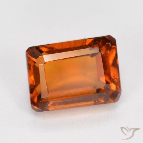 granada hessonita laranja avermelhado Natural 1.62ct, Corte Octógono / Esmeralda, VS