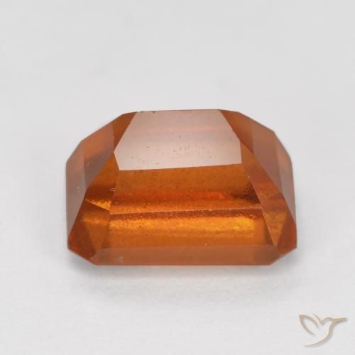 granada hessonita laranja avermelhado Natural 1.58ct, Corte Octógono / Esmeralda, SI