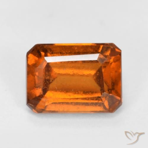 granada hessonita Laranja Profundo Natural 1.40ct, Corte Octógono / Esmeralda, VS-SI