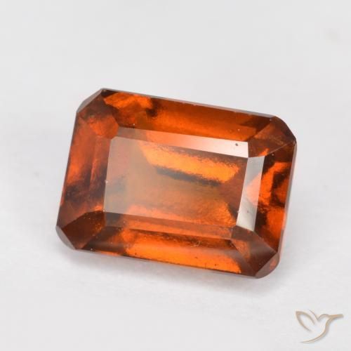 granada hessonita Laranja Profundo Natural 1.58ct, Corte Octógono / Esmeralda, VVS-VS