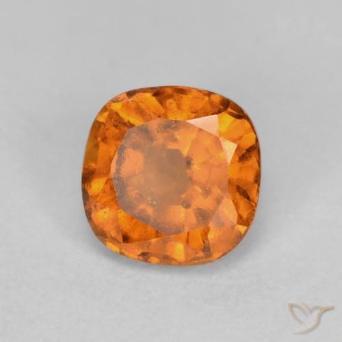 Granada hessonita laranja natural 0,83ct, almofada cortada, SI