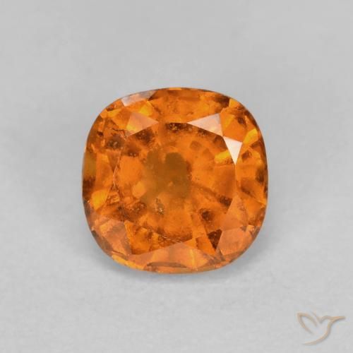 Granada hessonita laranja natural 0,83ct, almofada cortada, SI