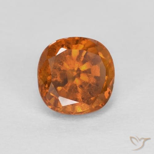 granada hessonita Laranja Profundo Natural 0.89ct, Almofada, SI