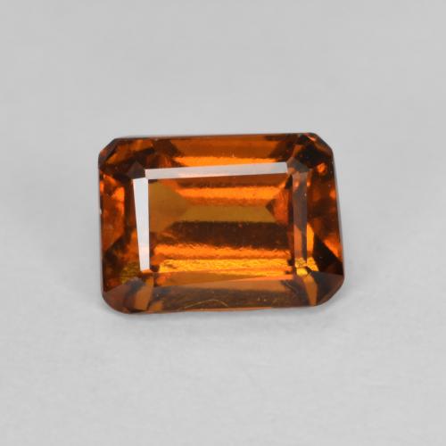 Granada hessonita laranja natural 1,51ct, corte esmeralda, VS