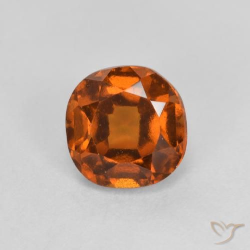 granada hessonita Laranja Profundo Natural 1.42ct, Almofada, VS