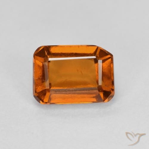 1.44ct Natural Laranja médio-escuro granada hessonita, Corte Esmeralda, VS-SI