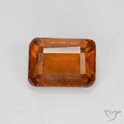 1.52ct Natural Laranja médio-escuro granada hessonita, Corte Esmeralda, VS-SI