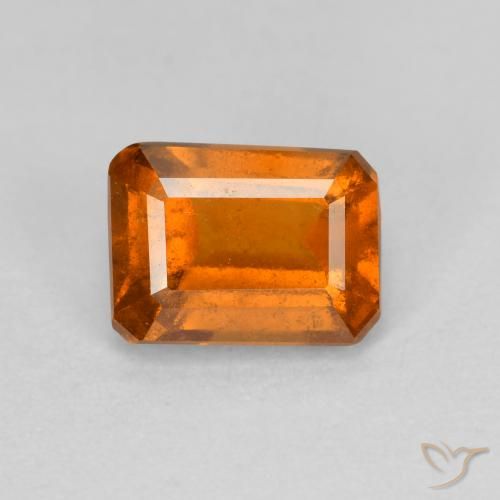 1.43ct Natural Laranja médio-escuro granada hessonita, Corte Esmeralda, VS-SI