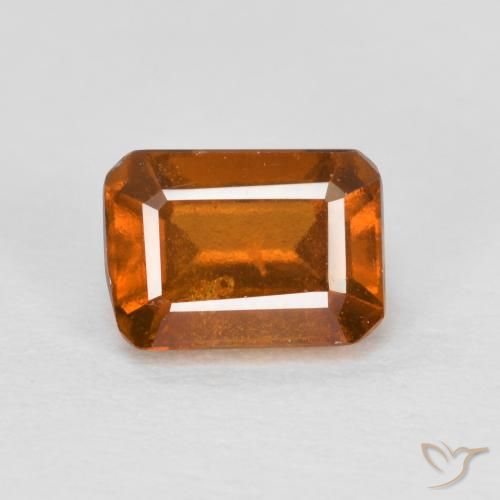 1.43ct Natural Laranja médio-escuro granada hessonita, Corte Esmeralda, VS-SI