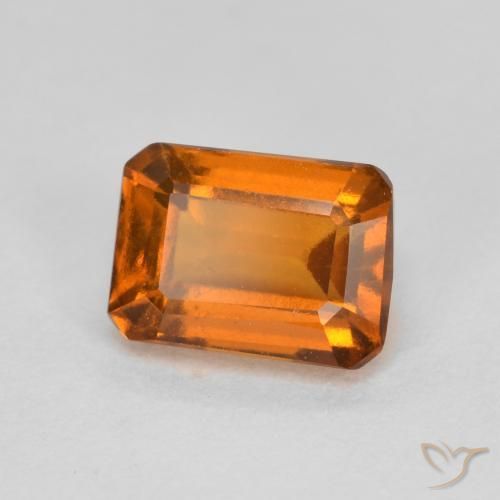 1.42ct Natural Laranja médio-escuro granada hessonita, Corte Esmeralda, VS