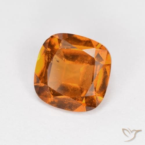 granada hessonita Laranja Profundo Natural 1.55ct, Almofada, VS